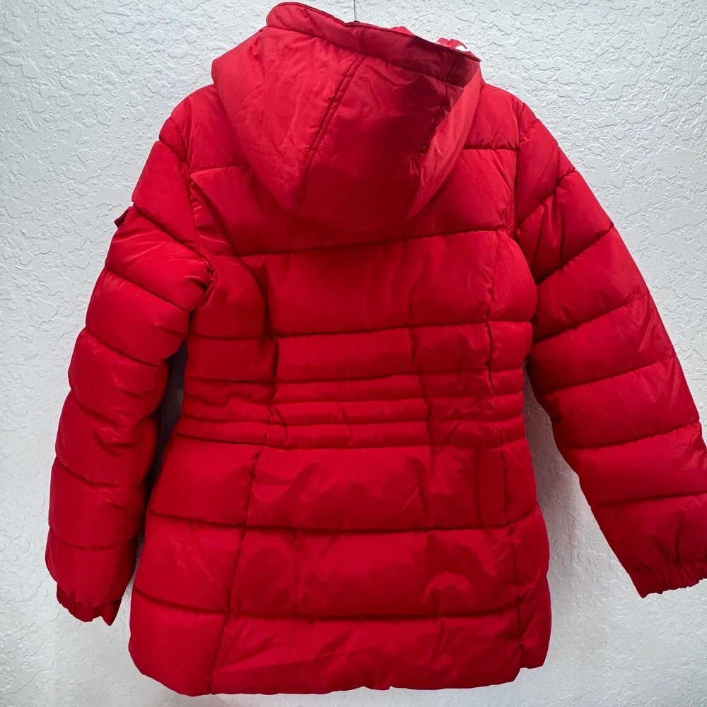 Madden Girl Kids Red‎ Puffer Coat Sherpa Lined Hood Winter Jacket Size M